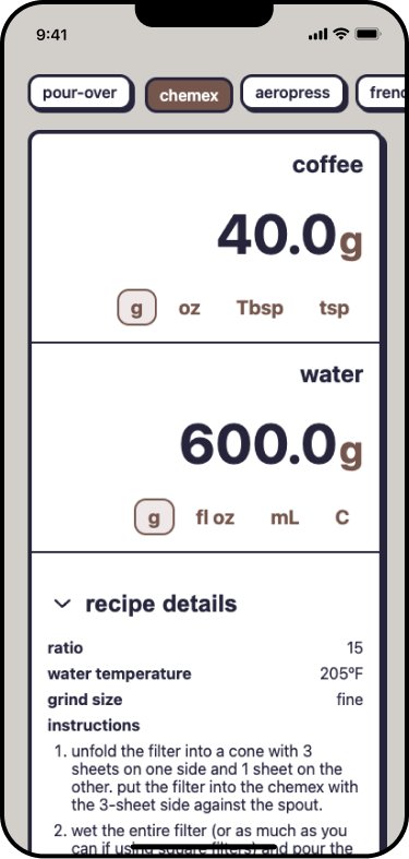 brewgood.coffee recipe page