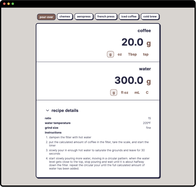 brewgood.coffee recipe page